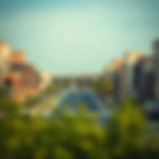 Scenic view of an affordable neighborhood in Dubai showcasing modern architecture