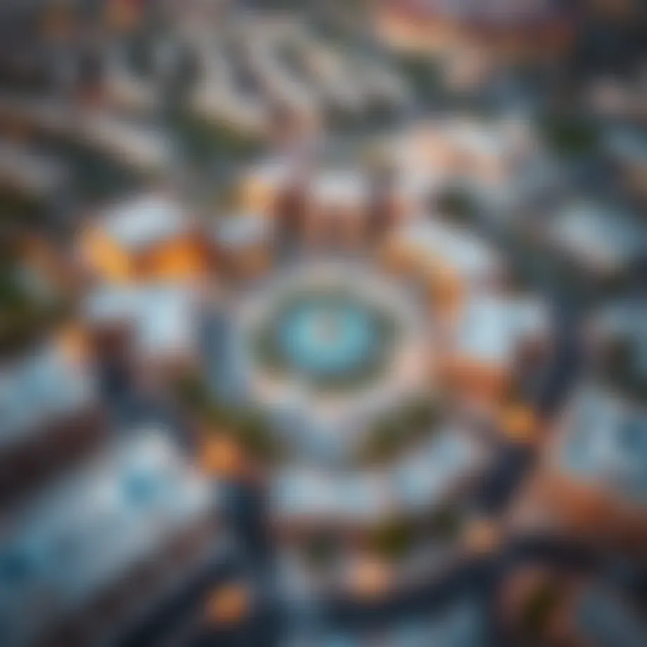 Aerial view of Al Forsan Town Square showcasing its layout and surroundings