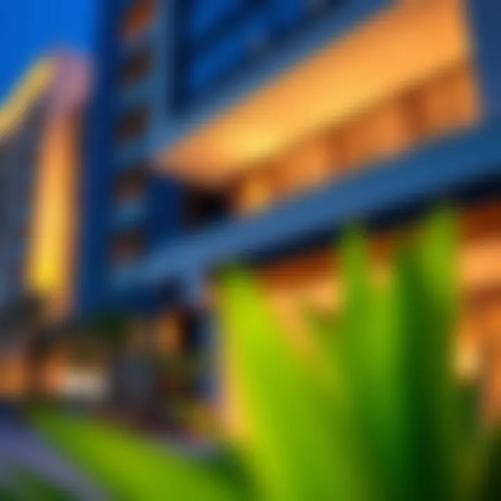 Architectural details of the Al Sharhan Building showcasing modern design elements