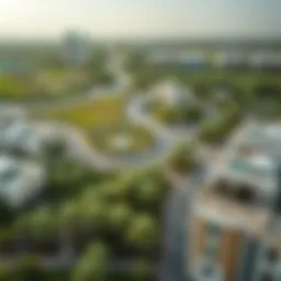 Aerial view of Al Waha community showcasing its lush greenery and modern architecture