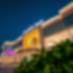 A stunning view of Alwahda Mall's architectural facade showcasing modern design elements.