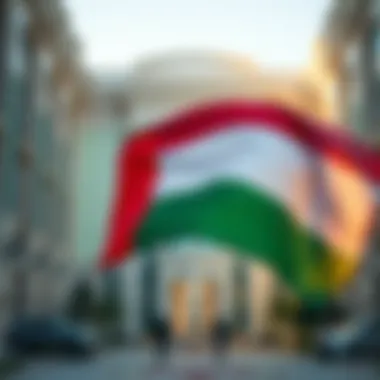 Artistic Interpretation of the UAE Flag Artistic representation of the UAE flag colors intertwined with traditional patterns