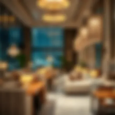Elegance Inside Dubai's Lounges Chic indoor lounge with elegant decor and ambient lighting