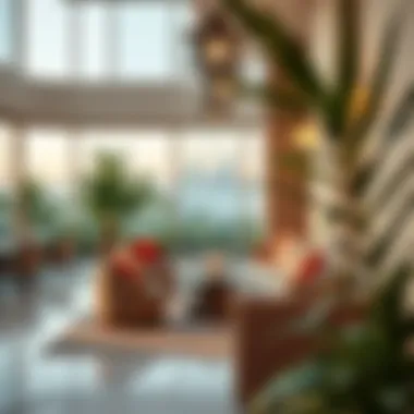 A Haven of Calm in the City Tranquil lounge with plush seating and calming atmosphere