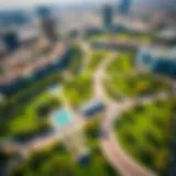 Aerial view of Capital Park showcasing lush greenery amidst urban development.
