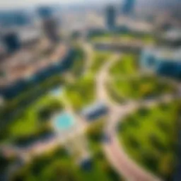 Aerial view of Capital Park showcasing lush greenery amidst urban development.