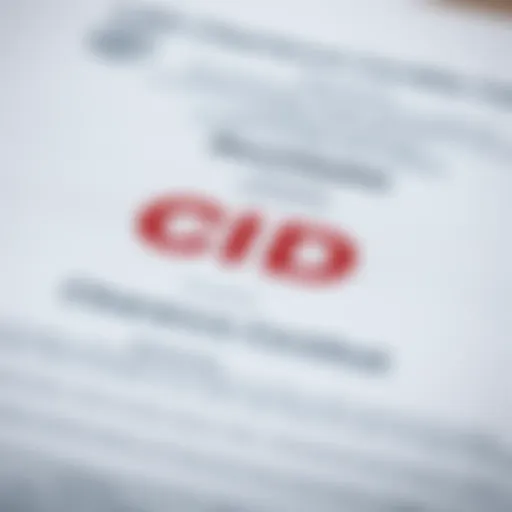 A detailed view of a CID clearance certificate document