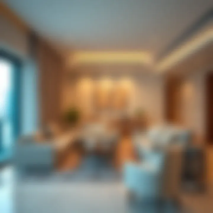 Comfortable living space in a hotel apartment