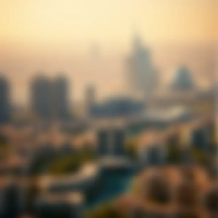 Aerial View of Dubai Skyline Aerial view of Dubai skyline with residential areas