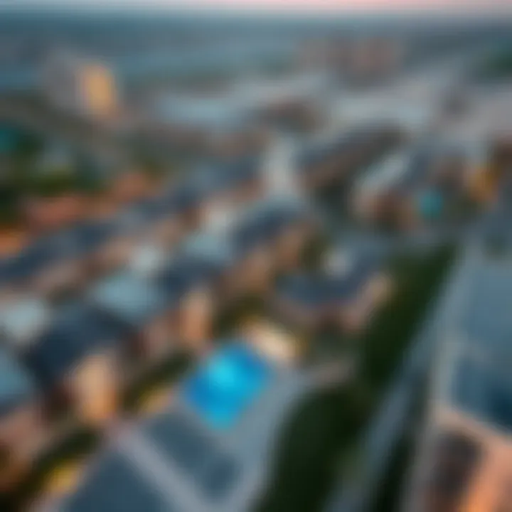 Aerial view of a new community development in Dubai