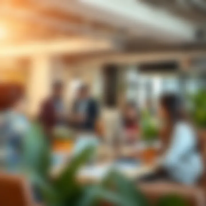 Diverse professionals engaging in a creative workspace