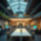 Modern coworking space interior with collaborative workstations