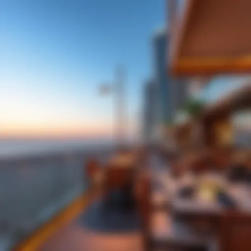 A breathtaking view of beachfront dining at sunset in JBR