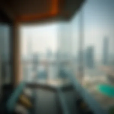Scenic view from a balcony of Damac Elegance Tower overlooking Dubai skyline