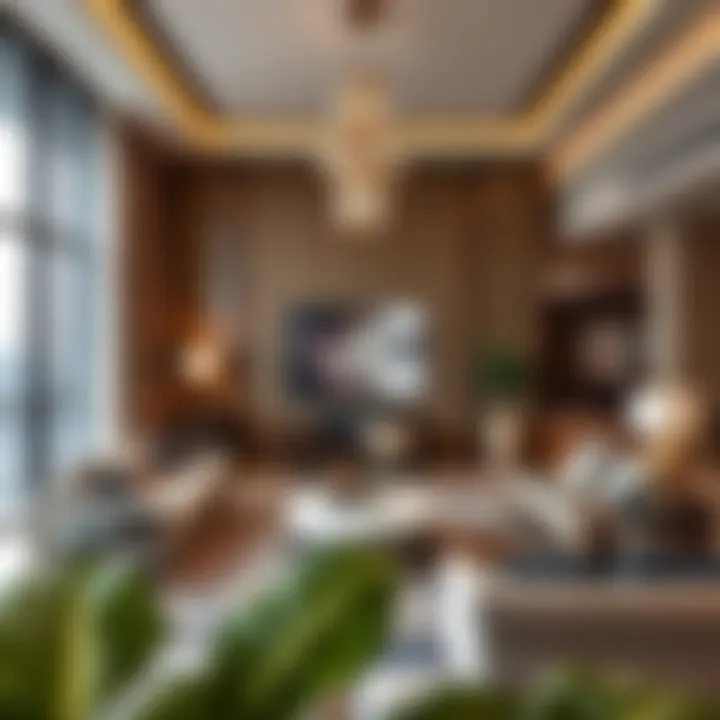 Luxurious living space inside Damac Elegance Tower with modern furnishings