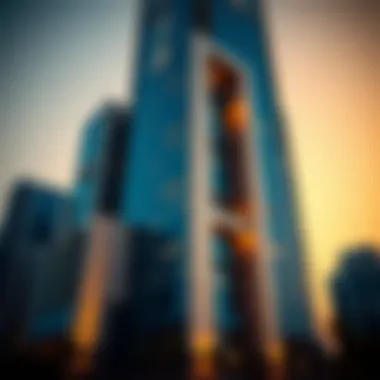 Architectural Features of Daman Tower Daman Tower's unique architectural elements highlighted during sunset