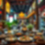 A beautifully arranged table featuring a variety of Asian delicacies in Dubai Mall's Chinatown.