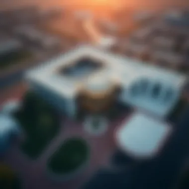 Aerial view of Dubai British School Jumeirah Park showcasing its modern architecture