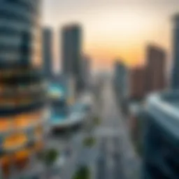 Panoramic view of Dubai Commercity Free Zone showcasing modern architecture
