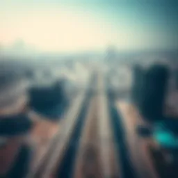 Aerial view of Dubai Metro lines stretching across the city