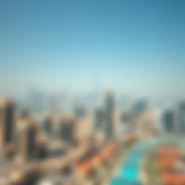 Dubai Skyline and Real Estate Development Aerial view of Dubai skyline with emphasis on real estate development