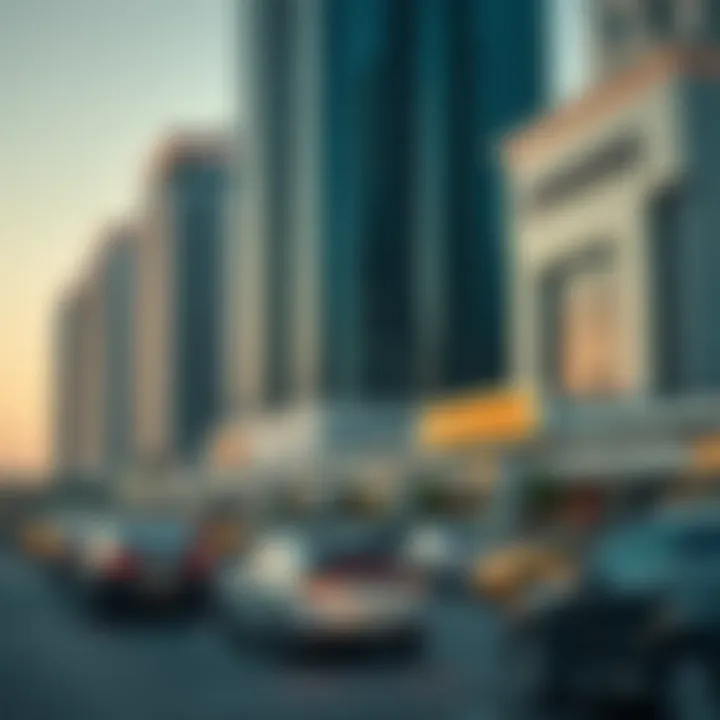 Dubai's Urban Landscape and LEV Parking Urban landscape of Dubai with LEV parking solutions