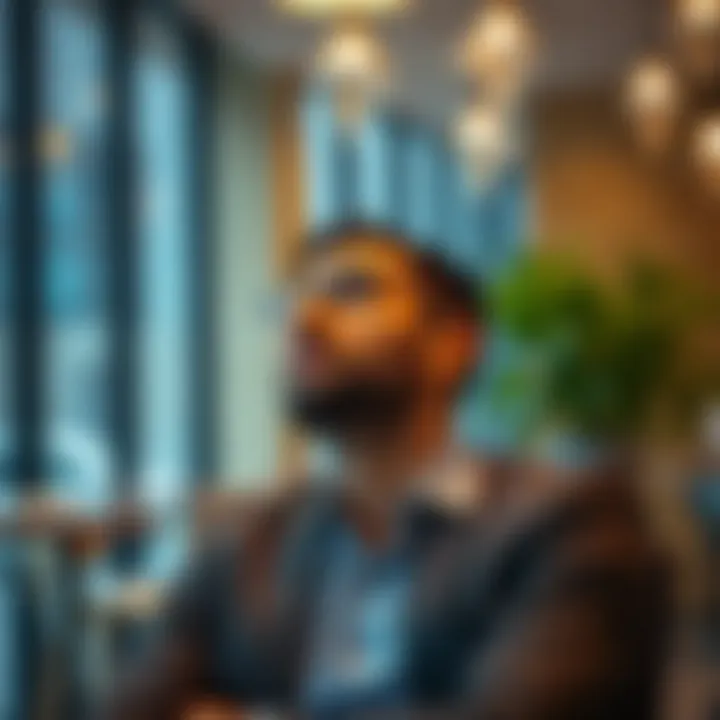 Exploring Residency Options An expatriate contemplating residency options in a modern office setting
