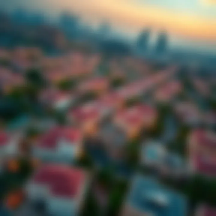 Aerial view of a vibrant Dubai neighborhood