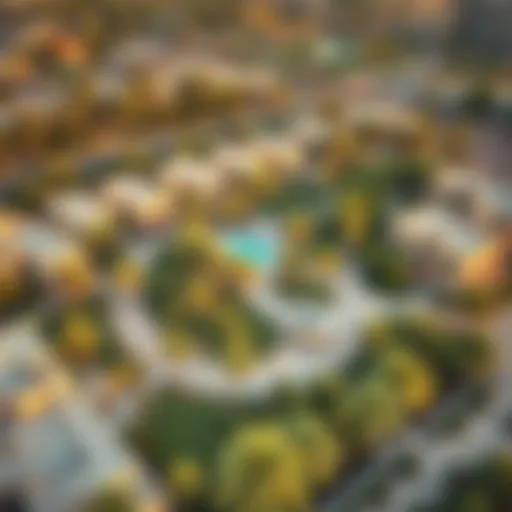 Aerial view of Al Jurf Garden showcasing its lush greenery and layout