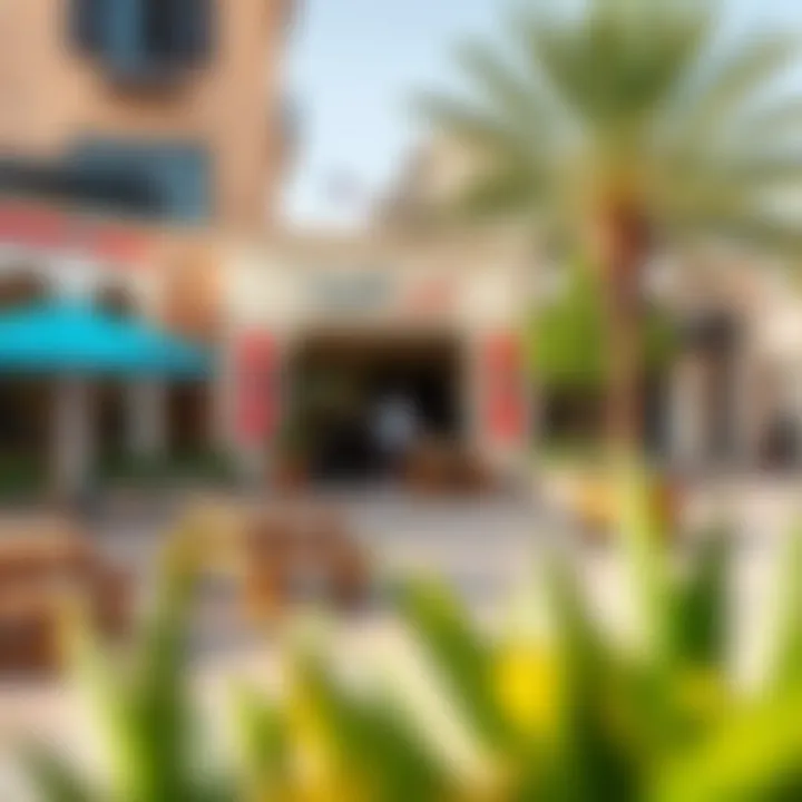 Community Atmosphere at Al Khawaneej Walk An outdoor seating area at Al Khawaneej Walk, highlighting its welcoming community atmosphere