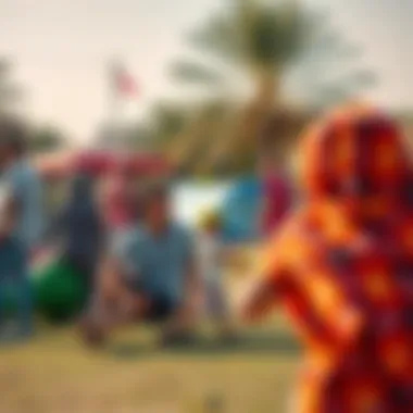 Community Life in Al Qusais Vibrant community gathering in Al Qusais park with families enjoying leisure activities