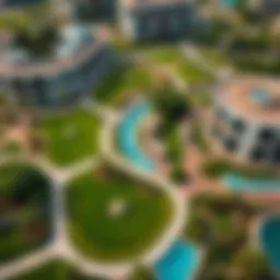Aerial view of Al Waleed Garden showcasing its lush landscapes and modern architecture