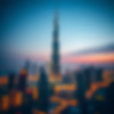 The Burj Khalifa towering over the cityscape