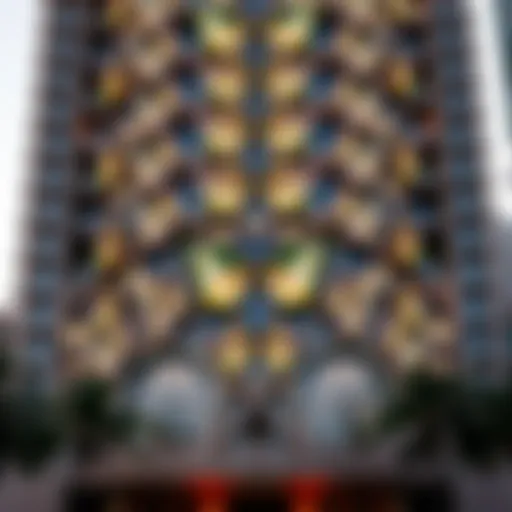 Facade of the Butterfly Building in Dubai Stunning view of the Butterfly Building's intricate facade