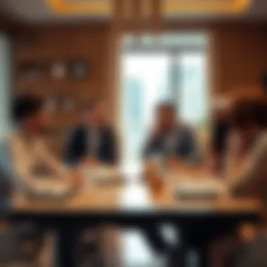 Strategizing Investments in Dubai's Real Estate Investors discussing strategies over a table