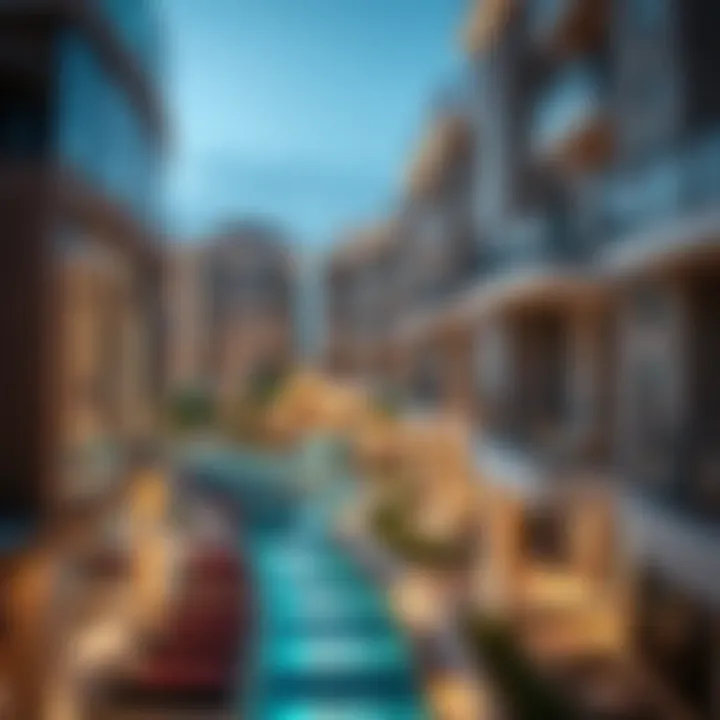 Close-up of the architectural details of the residential units in Bluewaters Dubai.