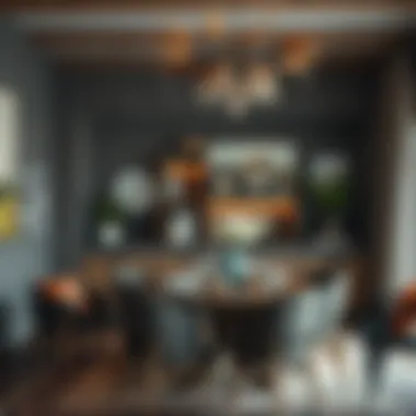 Stylish bohemian dining area with artistic accessories