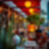 Vibrant outdoor dining scene at Box Park Al Wasl