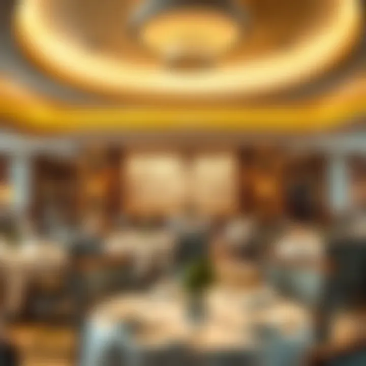 Gastronomic Delights at Burj Al Arab Luxurious interior of a dining area within Burj Al Arab