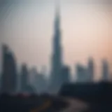 Architectural marvel of برج شهر ١ against Dubai skyline