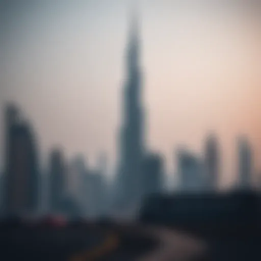 Architectural marvel of برج شهر ١ against Dubai skyline