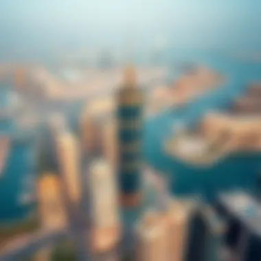 Aerial View of Business Bay with Regal Tower Aerial view of Business Bay highlighting Regal Tower's location