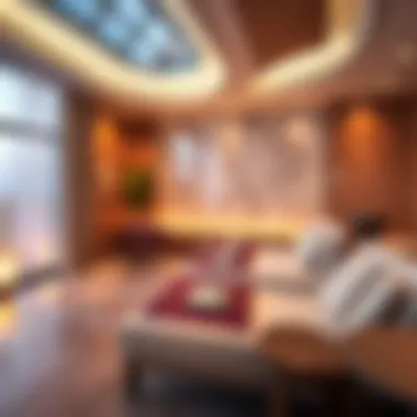 Serene Relaxation Area in Emirates Lounge Relaxation area with spa-like ambiance in the Emirates Lounge