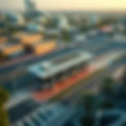 Aerial view of Emirates Metro Bus Stop 2 showcasing its strategic location