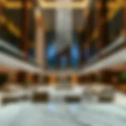 Luxurious expo hotel lobby showcasing modern architecture