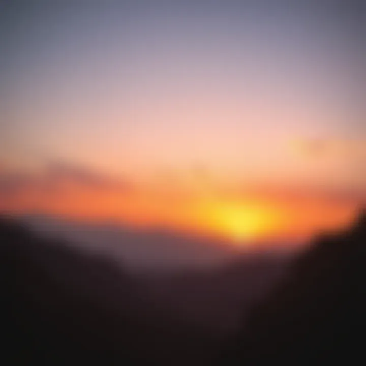 Scenic view of the mountains and sunset near Ras Al Khaimah farmhouses
