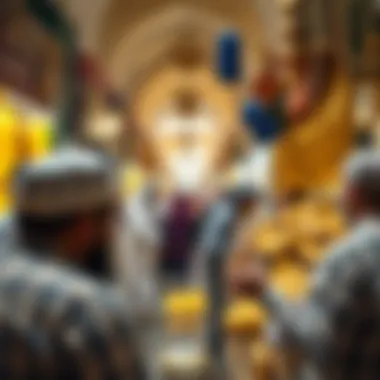 The Art of Negotiation in the Gold Market Bargaining over gold items in a busy market