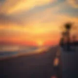 A picturesque view of La Mer Beach at sunset, showcasing the vibrant colors of the sky and the tranquil waves.