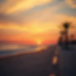 A picturesque view of La Mer Beach at sunset, showcasing the vibrant colors of the sky and the tranquil waves.