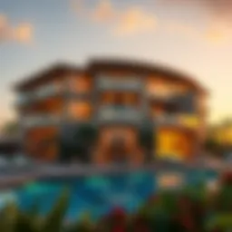 Stunning architectural view of Mar Casa Deyaaar at sunset